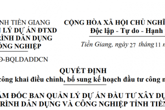 Quyết định về việc công khai điều chỉnh, bổ sung kế hoạch đầu tư công năm 2023